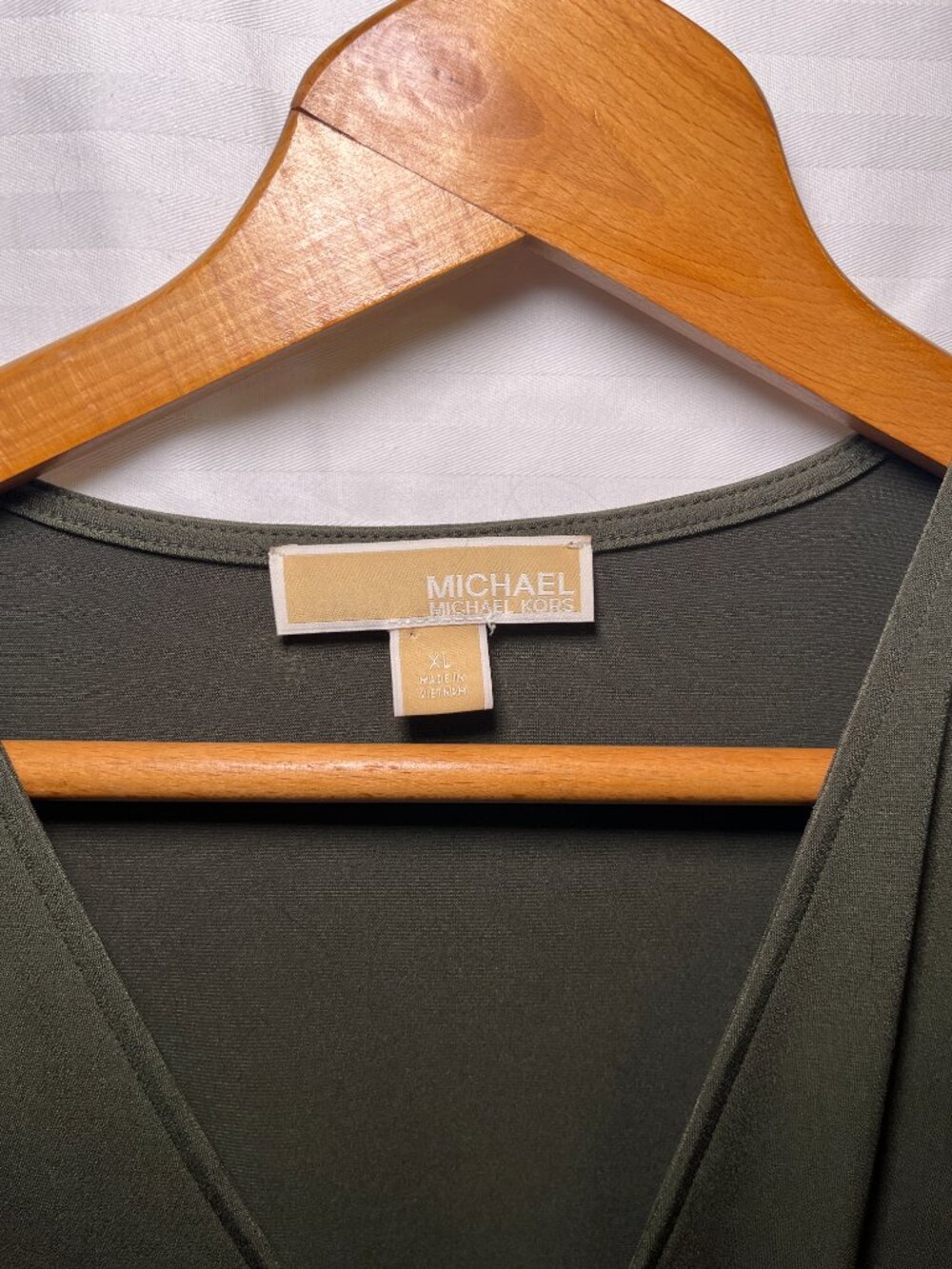 Michael Kors Faux Wrap Dress Olive Green XL - Picture 3 of 3